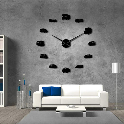 Car Bus DIY Large Wall Clock RV Auto Frameless Giant Wall Watch Art Home Decor 3D Big  Mirror Sticker Modern Design Clock ► Photo 1/6