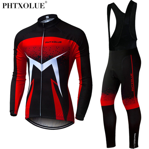 Phtxolue Men Winter Thermal Cycling Clothing 2022 Red Blue Green Long Sleeve Cycling Jersey Set Mtb Bike Bicycle Wear ► Photo 1/6