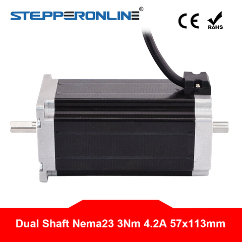 Dual Shaft Nema 23 Step Motor 113mm 3Nm(425oz.in) 4.2A 4-lead Nema23 Stepper Motor for CNC Router/CNC Milling Machine ► Photo 1/1