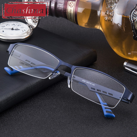 Wide Frame Men Eyeware Fashion Half Rimmed Stainless Frame TR 90 Arms Optical Glasses Frame Males Myopia Spectacle Frames ► Photo 1/6