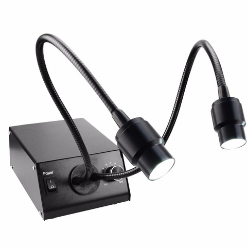 Gooseneck Lights Microscope LED Fiber Optic Dual Illuminator 100V~240V Adjustable Brightness & Flexible Direction ► Photo 1/6