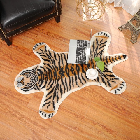 tiger printed Rug Cow Leopard Tiger Printed Cowhide faux skin leather NonSlip Antiskid Mat 94x100CM Animal print Carpet ► Photo 1/5