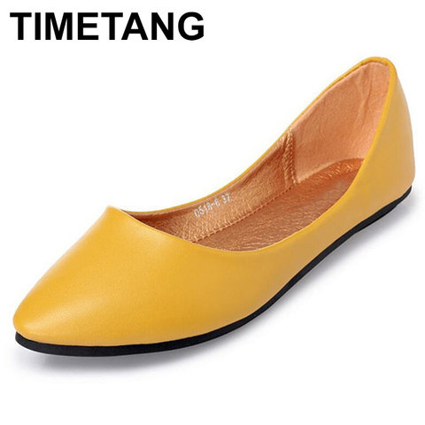 TIMETANGGenuine Leather Flat Shoes Woman Hand-sewn Leather Loafers Cowhide Spring Candy color CasualShoes Women Flats WomenShoes ► Photo 1/6