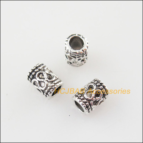 90Pcs Tibetan Silver Color Flowers Tube Spacer Beads Charms 5mm ► Photo 1/4