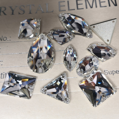Rivoli Drop Sew On Crystal Clear Strass DIY 2 Holes Mirror Rhinestone Glass Sewing Stone Sew Textil  Rhinestones For Garment ► Photo 1/5