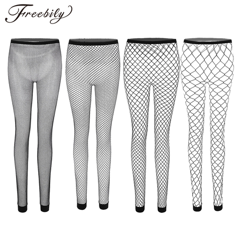 Sexy Women Fishnet Leggings Hollow Out Mesh Net Trousers See Through High Waist Transparent Ankle Length Footless Leggings Pants ► Photo 1/6