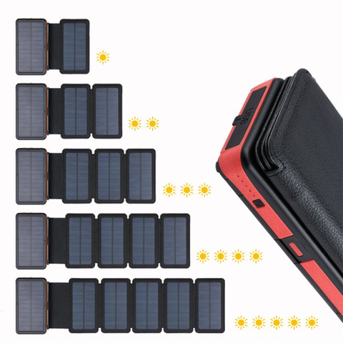 Foldable Solar Power Bank 20000mAh Dual USB Waterproof powerbank batterie externe Solar panel Charger for Xiaomi iphone HUAWEI ► Photo 1/1