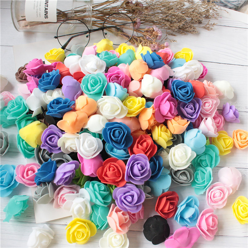 100Pcs/lot Handmade PE Foam Rose Supplies Wreath Head Flower Craft Artificial 