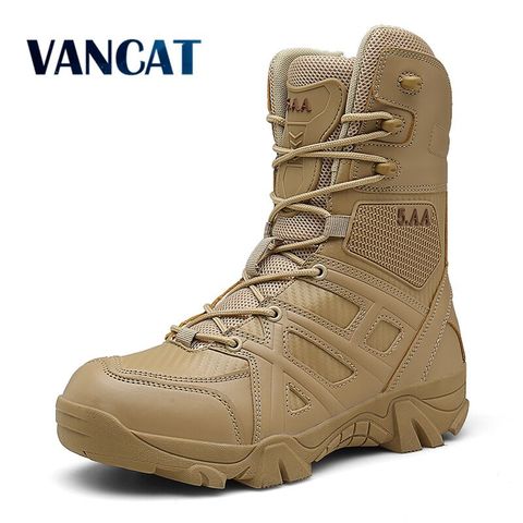 Vancat Men High Quality Brand Military Leather Boots Special Force Tactical Desert Combat Men's Boots Outdoor Shoes Ankle Boots ► Photo 1/6
