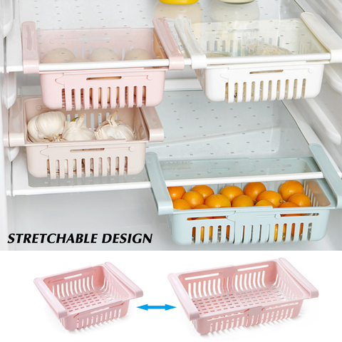 1PC Adjustable Stretchable Fridge Organizer Drawer Basket Refrigerator Pull-out Drawers Fresh Spacer Layer Storage Rack ► Photo 1/6