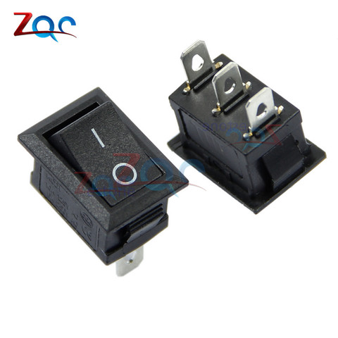 5PCS AC 6A/250V 10A/125V 3 Pin Terminal Snap-in On-Off Black Boat Switch Rocker ► Photo 1/1