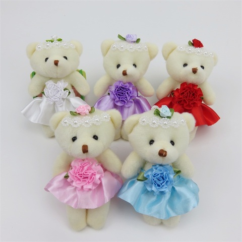 12CM 12pcs PP Cotton Teddy Bear Plush Toys Small Pendant Key Chains Stuffed Animals Christmas Gifts Bear Flower Bouquets ► Photo 1/6