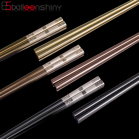 BalleenShiny 304 Stainless Steel Luxury Chinese Chopsticks Laser Engraving Fortune Chopstick Sushi Hashi Food Sticks Tableware ► Photo 1/6