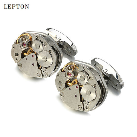 Newest Watch Movement Cufflinks for immovable Stainless Steel Steampunk Gear Watch Mechanism Cuff links for Mens Relojes gemelos ► Photo 1/6