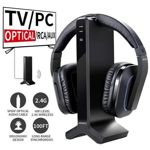 ARTISTE D1 Wireless 2.4G 30M Distance HIFI Noise Cancelling TV Headphone DVD TV Video Gaming Headset Headphone for Computer TV ► Photo 1/1