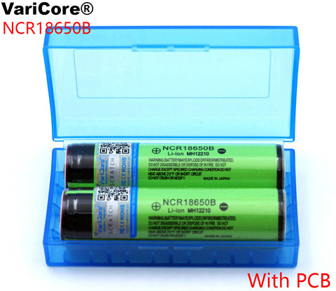 VariCore 2PCS New Protected 18650 NCR18650B 3400mah Rechargeable battery 3.7V with PCB Flashlight batteries +Storage box ► Photo 1/6