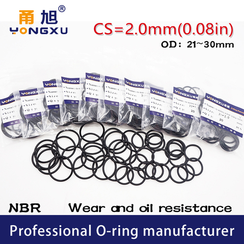 20PCS/lot Black NBR Sealing O-Ring CS2mm Thickness OD21/22/23/24/25/26/27/28/29/30*2mm ORing Seal Rubber Gasket Oil Rings Washer ► Photo 1/6