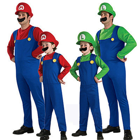 Kids Halloween Costumes Super Mario Luigi Brother Clothes Children Adult  Fantasia Cosplay Jumpsuit Mario costume mario bros - Price history & Review, AliExpress Seller - BAZZERY Official Store