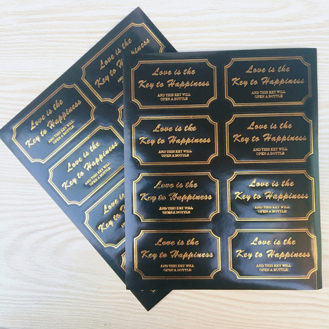 80Pcs 10Sheets Black Golden Love Is The Key To Happiness Rectangle Sealing Label Kraft Sticker Baking DIY Round Gift Stickers ► Photo 1/5