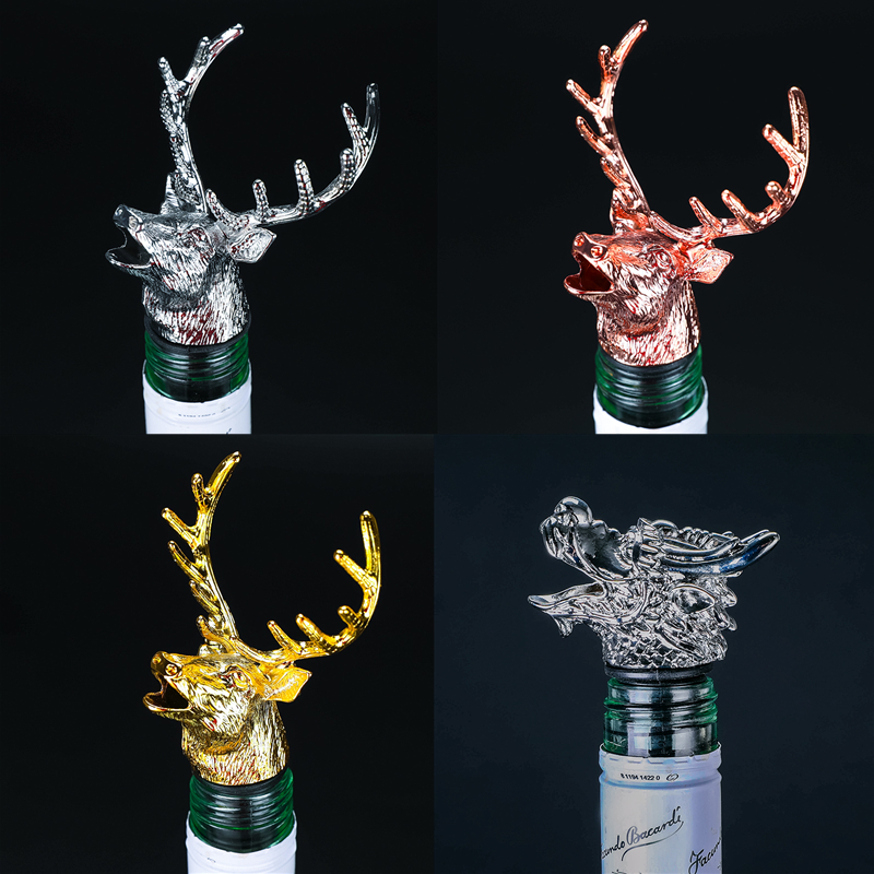 Wine Pourer Stag Head Stainless Steel Deer Bottle Stoppers Aerators Bar Tool Box 