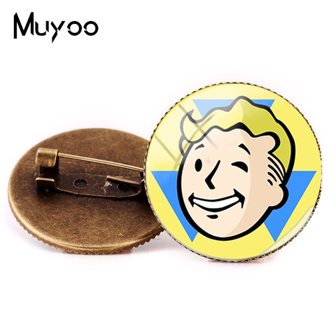 2022 New Style Fallout Shelter Brooch Pin Game Photo Brooches Bronze Round Pins Handmade Glass Dome Handmade Jewelry ► Photo 1/6