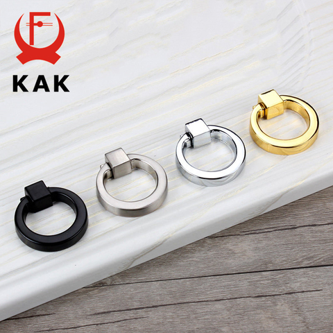 KAK 43mm Circle Handles Color Gold Silver Black Ring Zinc Alloy Door Handles Pulls Cabinet Drawer Knobs For Furniture Hardware ► Photo 1/6