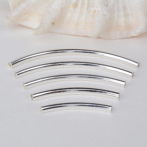 2mm solid 925 sterling silver curved tube spacer beads connector for necklace&pendant bracelet  jewelry making, 1 piece ► Photo 1/5