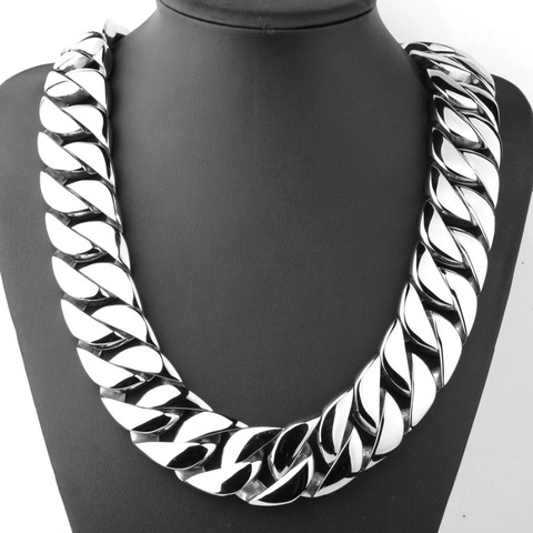 26/31mm Super Heavy Curb Cuban Boys Mens Chain Silver Color 316L Stainless Steel Necklace Bracelet Wholesale Jewelry ► Photo 1/6