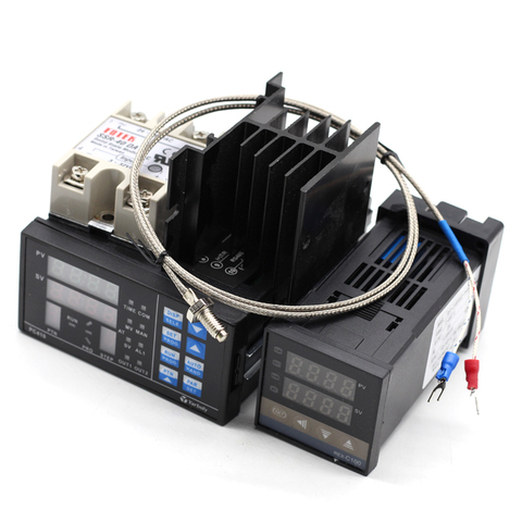 REX-C100 Digital PID Temperature Controller Thermostat SSR + Max.40A SSR + K Probe + Heat Sink + PC410 For BGA Rework Station    ► Photo 1/6