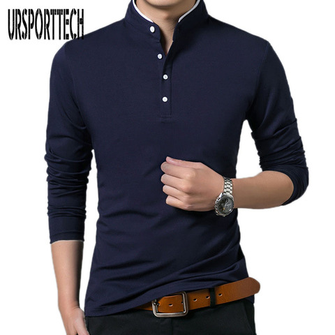 High Quality Men Polo Shirt Mens Long Sleeve Solid Polo Shirts Camisa Polos Masculina Popular Casual cotton Plus size S-3XL Tops ► Photo 1/6