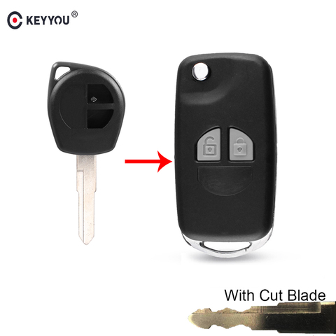 KEYYOU Cut/Uncut Blade For Suzuki Swift Grage Vitara Alto 2 Buttons Flip Folding Car Key Case Shell Upgrade ► Photo 1/5