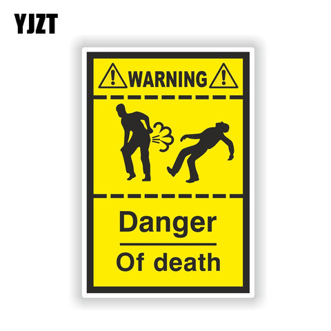YJZT 8.9CM*13.1CM Warning Danger Of Death Fart Bike Helmet Car Sticker Decal 6-1571 ► Photo 1/2