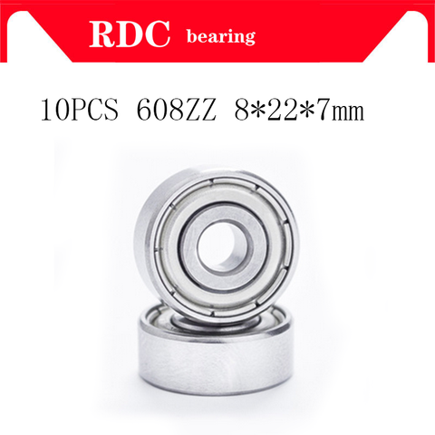 High quality 10pcs ABEC-5 608ZZ Deep groove ball bearing 608 ball Bearing 608 2Z metal Sealed 608 608Z 608ZZ 8*22*7 ► Photo 1/6