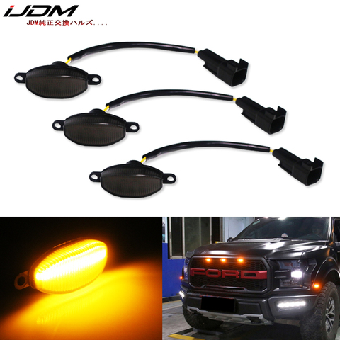 iJMD (3) Truck 4x4  grille Lamps White/Amber yellow LED For 2010-2014 and 2017-up Ford Raptor grille Lamps parking driving light ► Photo 1/6