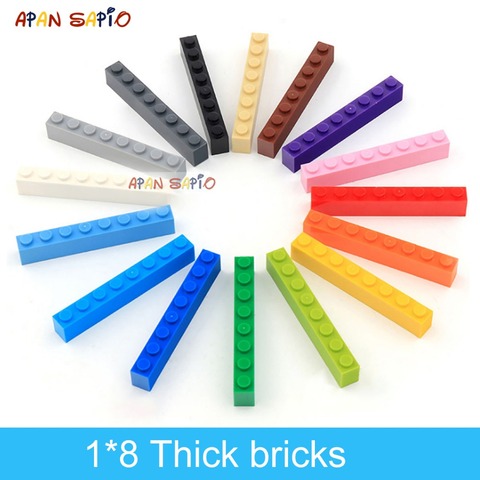 20pcs DIY Building Blocks Thick Figures Bricks 1x8 Dots Educational Creative Size Compatible With lego Plastic Toys for Children ► Photo 1/6