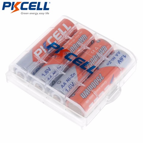 PKCELL 4PCS 2500mWh battery Ni-Zn Batteries 1.6V Nickel-Zinc AA Rechargeable Battery +1Pcs Battery Storage Hard Case Boxes ► Photo 1/5