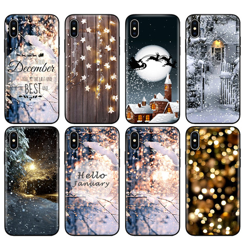 Black tpu case for iphone 5 5s SE 2022 6 6s 7 8 plus x 10 silicon cover for iphone XR XS 11 pro MAX Landscape Winter Light Snow ► Photo 1/6