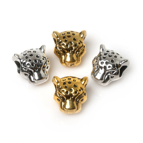 New Fashion Charms Beads 10Pcs/lot Antique Gold Silver Color Lion Leopard Head Charms Beads Fit Making Bracelet DIY ► Photo 1/6