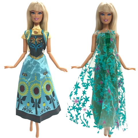 Gown Vestidos Barbie Amazon NK Two Set Princess Doll Anna Elsa