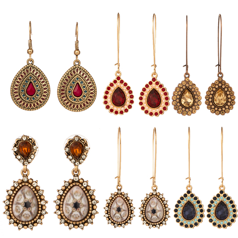 Long Water Drop Earrings For Women Exaggerate Statement Rhinestone Earrings Ethnic Boho Natural Stones Earring Wedding Jewelry ► Photo 1/6
