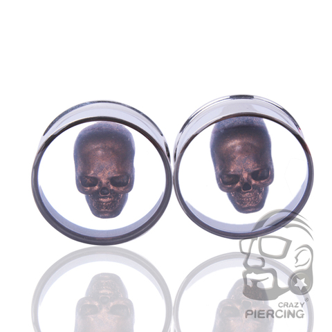 3D Skull Steel Double Flare Plugs and Tunnels Saddle Ear Gauge Flesh Tunnel Body Ear Expander Piercing Jewelry Oreja 10-25mm ► Photo 1/6