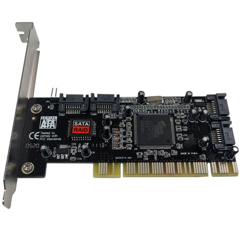 PCI to 4 Ports SATA Raid Controller Internal Expansion Card for Desktop PC HDD SSD ► Photo 1/1