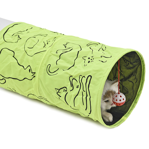 Pet Tunnel Cat Printed Green Lovely Crinkly Kitten Tunnel Toy With Ball  Play Fun Toy Tunnel  Bulk Cat Toys  Rabbit Play Tunnel ► Photo 1/6