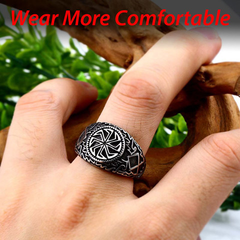 steel solider Viking Celtic solar symbol wheel ring amulet stainless steel nordic slavic pagan jewelry ► Photo 1/6