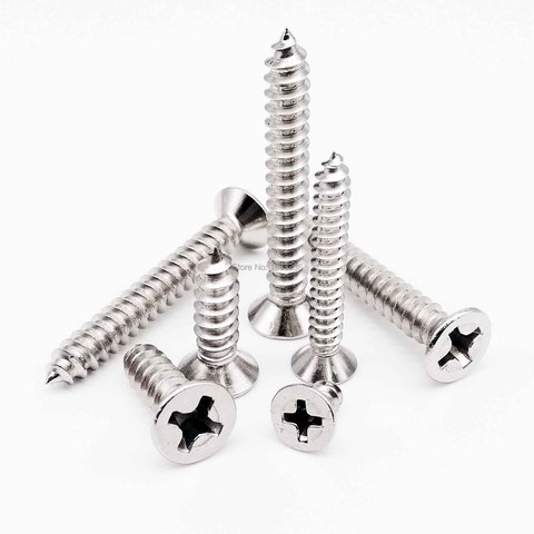 10/50pc M3.5 M3.9 M4.2 M4.8 M5.5 M6.3 304 stainless steel Cross Phillips Flat Countersunk Head Self tapping Furniture Wood Screw ► Photo 1/6