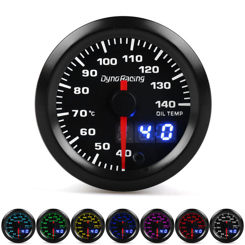 Dynoracing Dual Display 52MM 7 Colors Oil temp gauge 40-140 Celsius Oil temp meter with stepper motor ► Photo 1/6