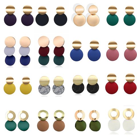 Fashion Statement Earrings Black White Gold Round Circle Geometric Earrings for Women Punk Metal Earring Trendy Jewelry Elegant ► Photo 1/6