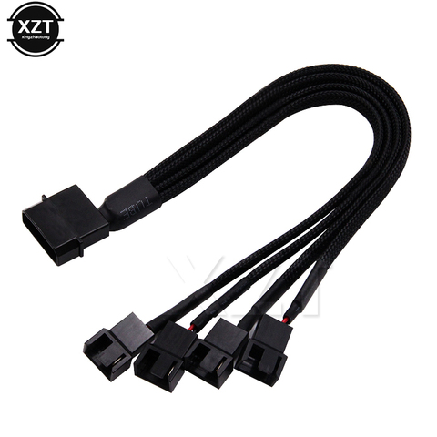 Hot sale Black Sleeved 4pin IDE Molex to 4-Port 3Pin/4Pin Cooler Cooling Fan Splitter Power Cable Environmental Connector Cables ► Photo 1/4