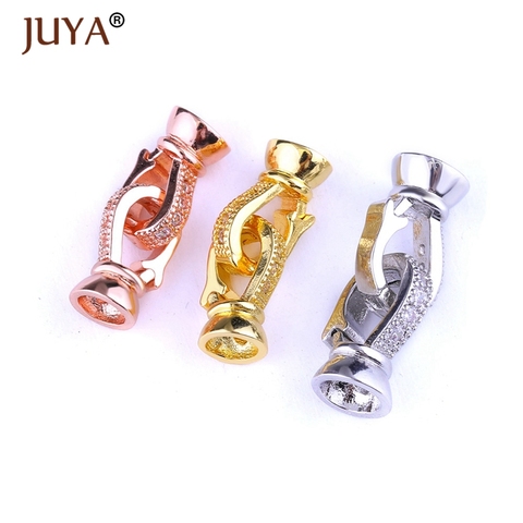 JUYA Copper CZ Rhinestone Round Infinity Clasps Hooks For Jewelry Making DIY Pearls Necklace Bracelet Accessories Suppliers ► Photo 1/6
