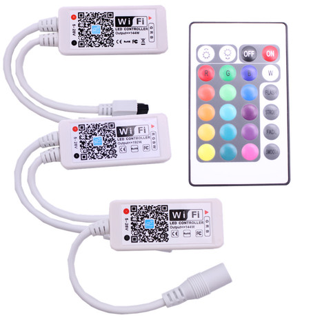 Wifi RGB / RGBW LED Controller Mini DC12V With RF  IR 24Key Remote Control For RGB / RGBW LED Strip 5050 3528 RGB RGBW  Lights ► Photo 1/6